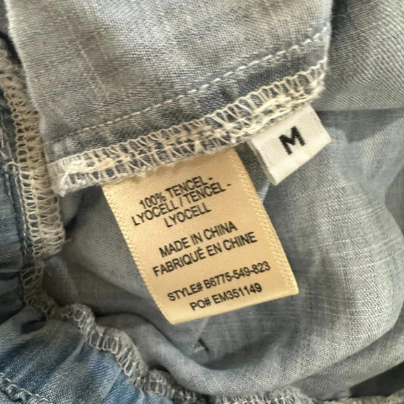 CLOTH & STONE Chambray Denim Lyocell Romper Shorts Set - size Medium - Picture 7 of 7